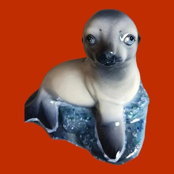 Mafnas figurine sculpture lion sea gray/wht/blue - Picture 6 of 8